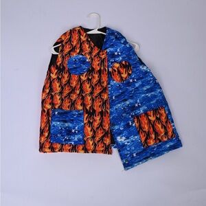 Reversible Flame and Ocean Print Vest